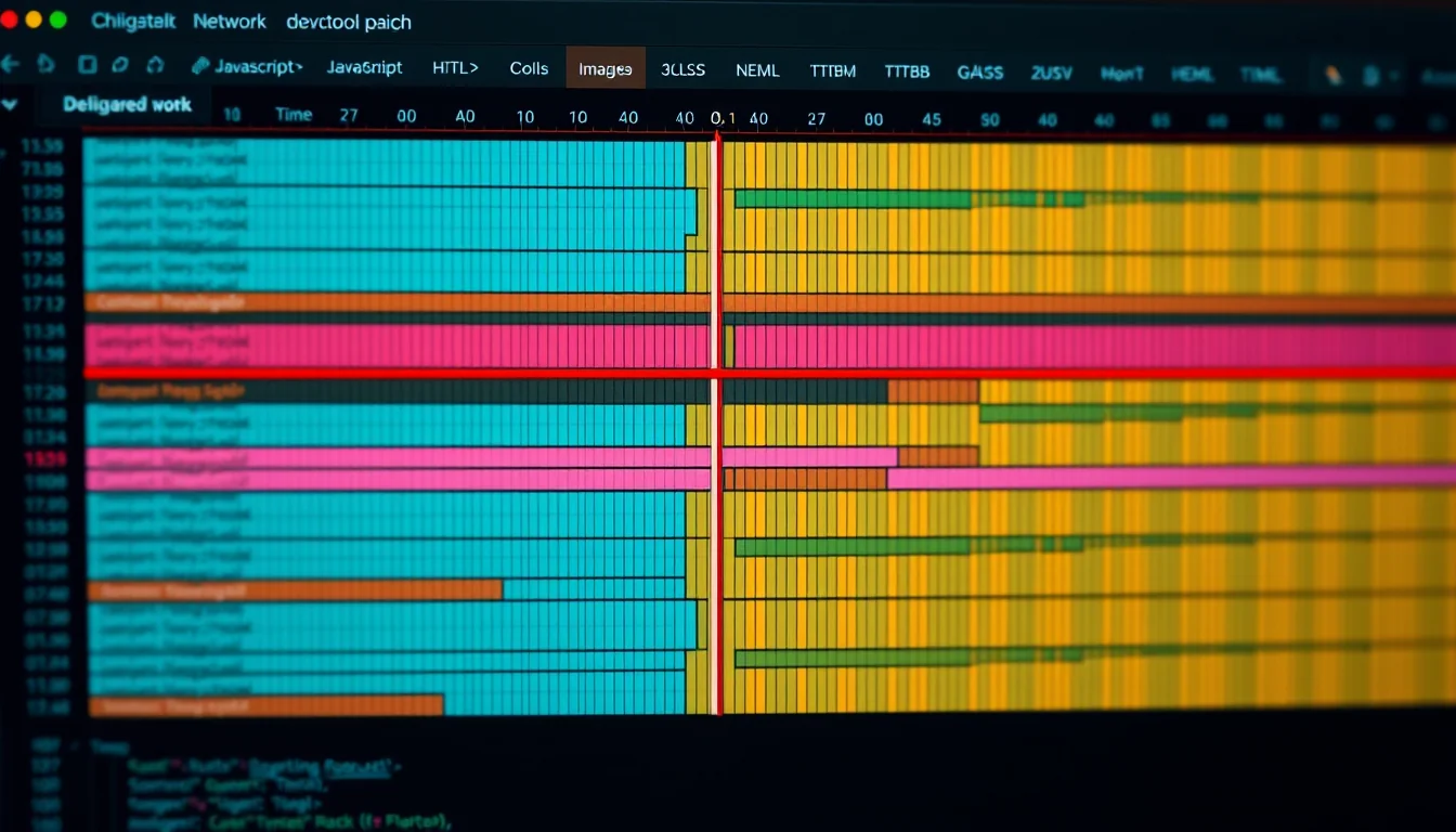 Chrome DevTools Network waterfall chart — แต่ละแถบคือ HTTP request หนึ่งตัว